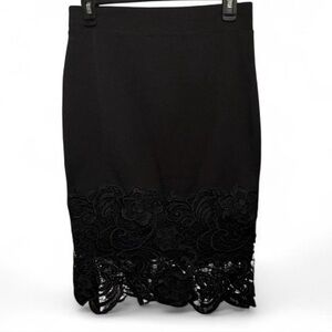 Black Embellished Knee-Length Pencil Skirt